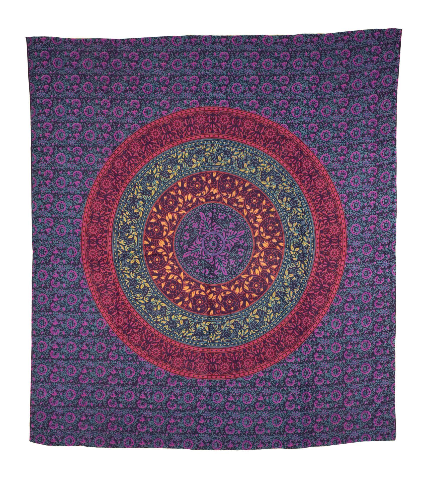 Přehoz na postel, Mandala, květiny, barevný