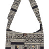 Taška přes rameno černo-béžová s Azteckým vzorem na zip 40x36cm, 2 přední kapsy