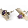 Stříbrné náušnice, pár, ametist, 13x8mm, zapínání na puzetu (AG 925)