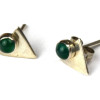 Stříbrné náušnice, pár, zelený onyx, 10mm, zapínání na puzetu (AG 925)