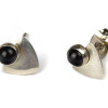 Stříbrné náušnice, pár, černý onyx, 10mm, zapínání na puzetu (AG 925)