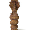 Narozeninový Buddha, sobota, teak, hnědá patina, 26cm
