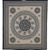 Přehoz s tiskem, Mandala, černo-béžová, 210x228 cm