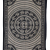 Přehoz s tiskem, Mandala, sloni, béžový, černý tisk, 202x140cm
