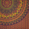 Přehoz na postel, pestrobarevná mandala, 230x202cm, modro-oranžový