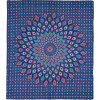 Přehoz na postel, pestrobarevná paví mandala, 230x202cm, modro-červená