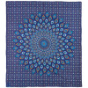 Přehoz na postel, pestrobarevná paví mandala, 230x202cm, modro-tyrkysová