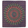 Přehoz na postel, pestrobarevná mandala, 230x202cm, květy, zeleno-oranžový