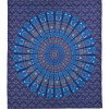 Přehoz na postel, pestrobarevná mandala, 230x202cm, květy, modro-tyrkysový