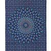 Přehoz na postel modro-zelený s Mandalou z pavích per 200x130cm