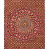 Přehoz na postel červeno-žlutý s Mandalou z pavích per 200x130cm
