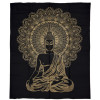 Přehoz s tiskem, Buddha, černo-zlatý, 210x230cm