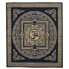 Přehoz s tiskem, Om mandala, modro-zlatý, 230x212 cm