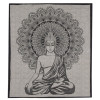Přehoz s tiskem, Buddha, hnědo-béžový podklad, černý tisk, 210x202cm