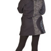 Kabátek s kapucí, černo-šedý, potisk, na zip, kapsy, fleece podšívka