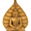 Meditující Buddha s listem stromu Bódhi, okrový, 15cm