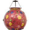 Oválná skleněná lampa zdobená barevnými kameny, růžová, 35x35x43cm