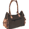 Hnědá bavlněná kabelka s potiskem mandal, na zip, 34x17x27cm + 25cm ucha