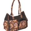 Hnědá bavlněná kabelka s potiskem mandal, na zip, 34x17x27cm + 25cm ucha