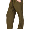 Unisex volné kalhoty bavlněné khaki zelené, kapsy, guma a šňůrka v pase