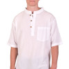 Bílá pánská košile-kurta s krátkým rukávem a kapsičkou, 3 knoflíky