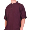 Vínová pánská košile-kurta s krátkým rukávem a kapsičkou, 3 knoflíky