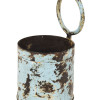 Závěsný plechový květináč, světle modrá patina, 11x11x21cm