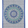 Přehoz na postel s tiskem, modro-černý, sloni a jeleni, mandala, 130x210cm