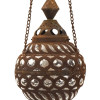 Kovová lampa v orientálním stylu, rez, sklo, 21x21x49cm