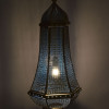 Kovová lampa v orientálním stylu, zlatá, uvnitř modrá, 35x35x90cm