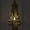 Kovová lampa v orientálním stylu, zlatá, uvnitř modrá, 25x25x57cm