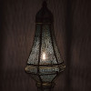 Kovová lampa v orientálním stylu, zlatá, uvnitř modrá, 25x25x57cm