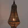 Kovová lampa v orientálním stylu, černá, uvnitř oranžová, 25x25x57cm