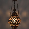 Kovová lampa v orientálním stylu, rez, sklo, 21x21x49cm