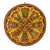 Astamangal mandala, ručně malovaná, pryskyřice, průměr 57cm