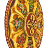 Astamangal mandala, ručně malovaná, pryskyřice, průměr 57cm