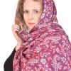 Velký zimní šál se vzorem paisley, červeno-modro-bílý s třásněmi 200x100cm