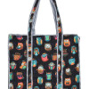 Velká taška na zip, černá s potiskem, 44x36x14cm + ucha 30cm