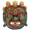 Bhairab, dřevěná maska, zdobená polodrahokamy, 30cm
