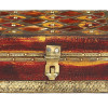 Dřevěná truhlička zdobená mosazným kováním, vykládaná kostí, 15x10x7cm
