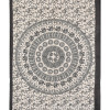 Přehoz na postel s potiskem sloní mandala, béžový a černý tisk, 140x202cm