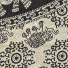 Přehoz na postel s potiskem mandala listy, béžový a černý tisk, 140x202cm
