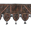 Závěs nad dveře, řetězová výšivka, sklíčka, bambulky, 103x36cm