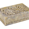 Ozdobná kamenná šperkovnice, ručně vyřezávaná, 15x10x4cm