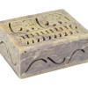 Ozdobná kamenná šperkovnice, ručně vyřezávaná, 10x8x4cm