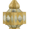 Lampa v orientálním stylu, bílé sklo, zlatý kov, 25x25x54cm