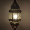 Orienální prosklená lampa v barvě mosazi, 20x20x50cm