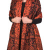 Velký zimní šál s paisley vzorem a třásněmi, černo-červený 200x95cm