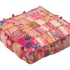 Meditační polštář ručně vyšívaný patchwork, s mušličkami, čtverec, 60x60x10cm