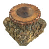 Antik dřevěný svícen z teaku, ručně vyřezávaný, 26x23x21cm